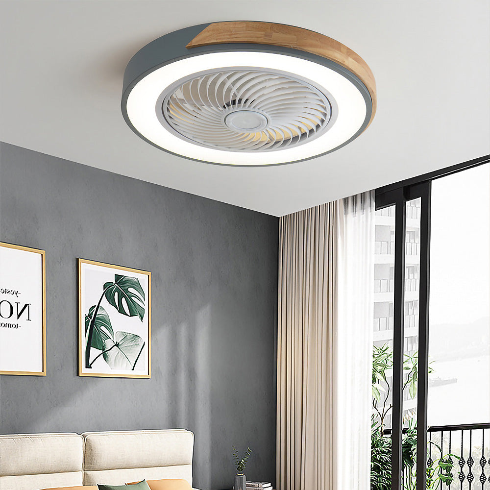 Ventilador de Techo Redondo Moderno de Madera con Luces LED – Eficiencia Energética y Estilo Contemporáneo 15