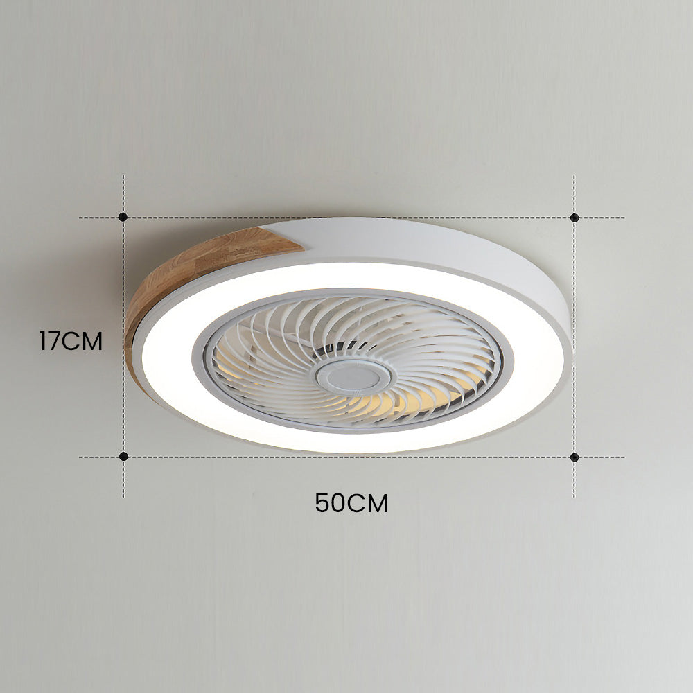 Ventilador de Techo Redondo Moderno de Madera con Luces LED – Eficiencia Energética y Estilo Contemporáneo 7