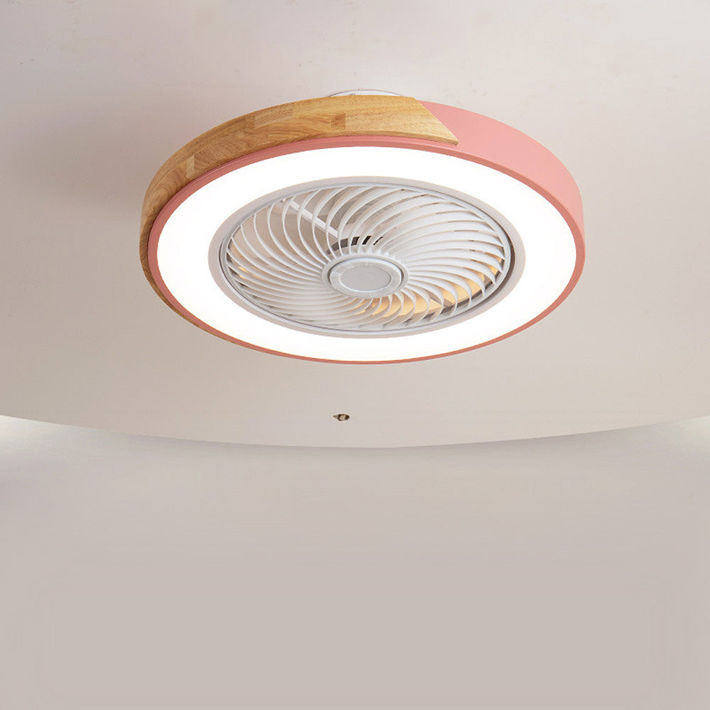 Ventilador de Techo Redondo Moderno de Madera con Luces LED – Eficiencia Energética y Estilo Contemporáneo 9