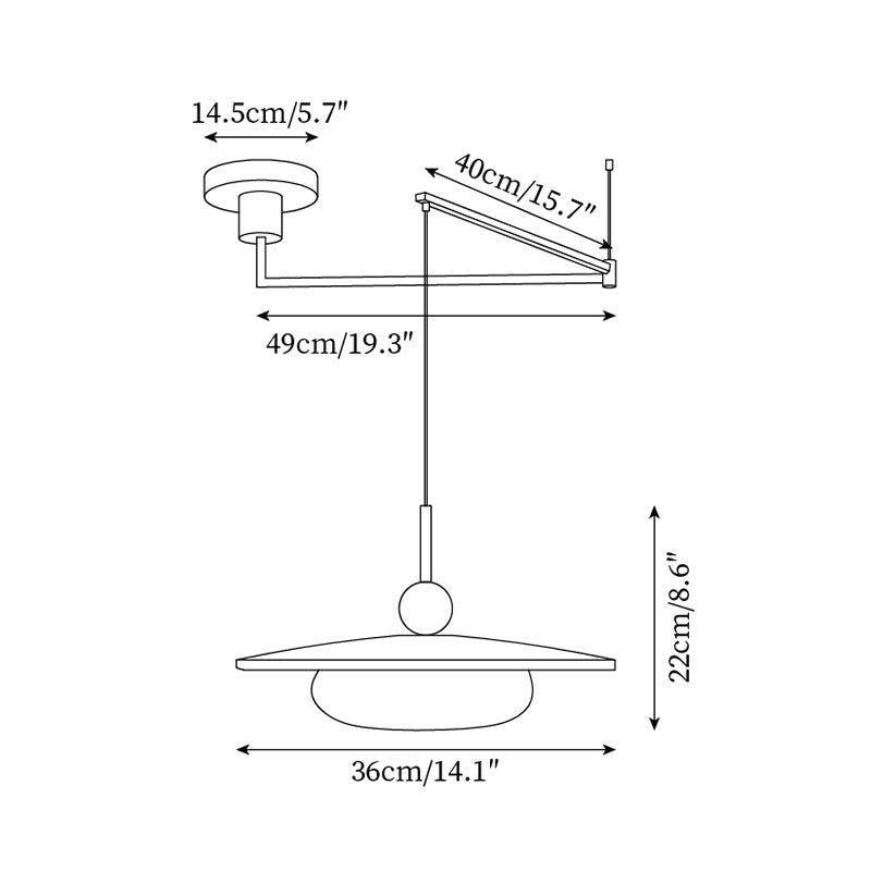 Lámpara colgante orientable Giralia – con medidas