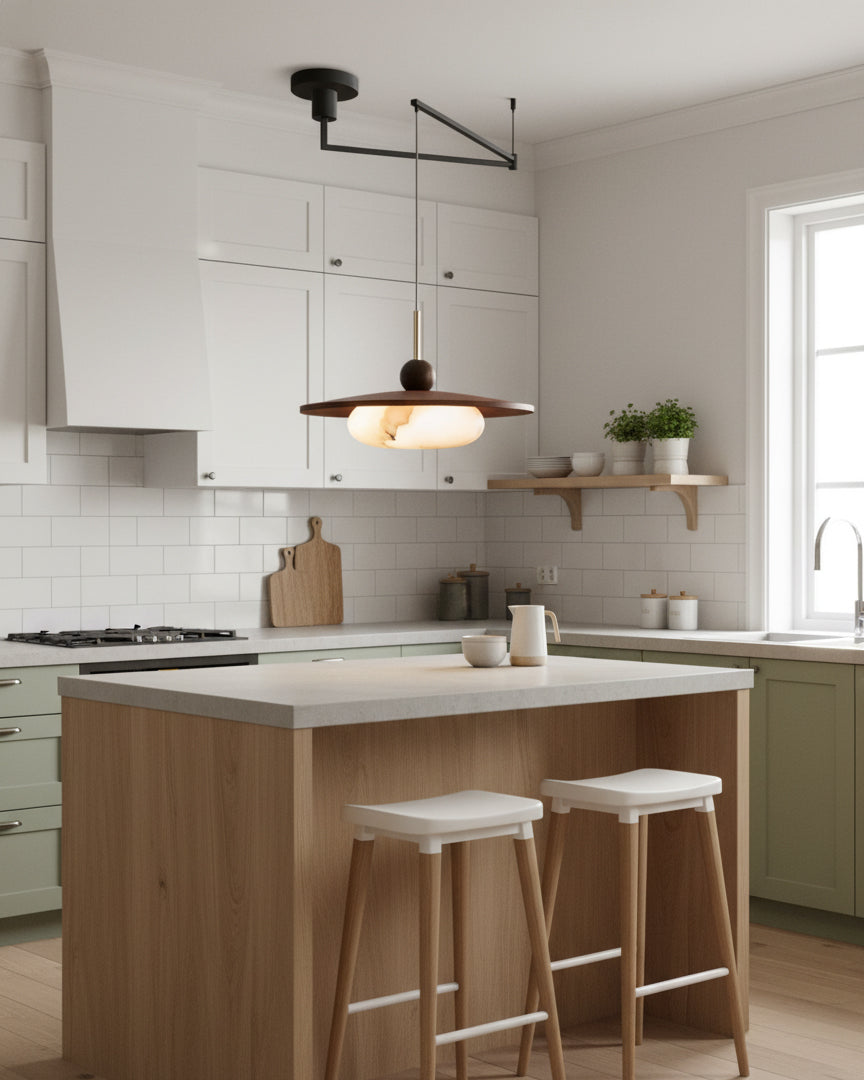 Lámpara colgante orientable Giralia sobre una mesa de comedor – imagen 16
