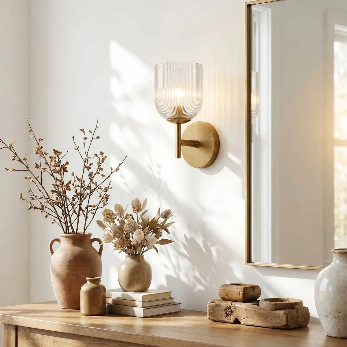 Aplique de pared de cristal Rayela en un baño acogedor – imagen 6