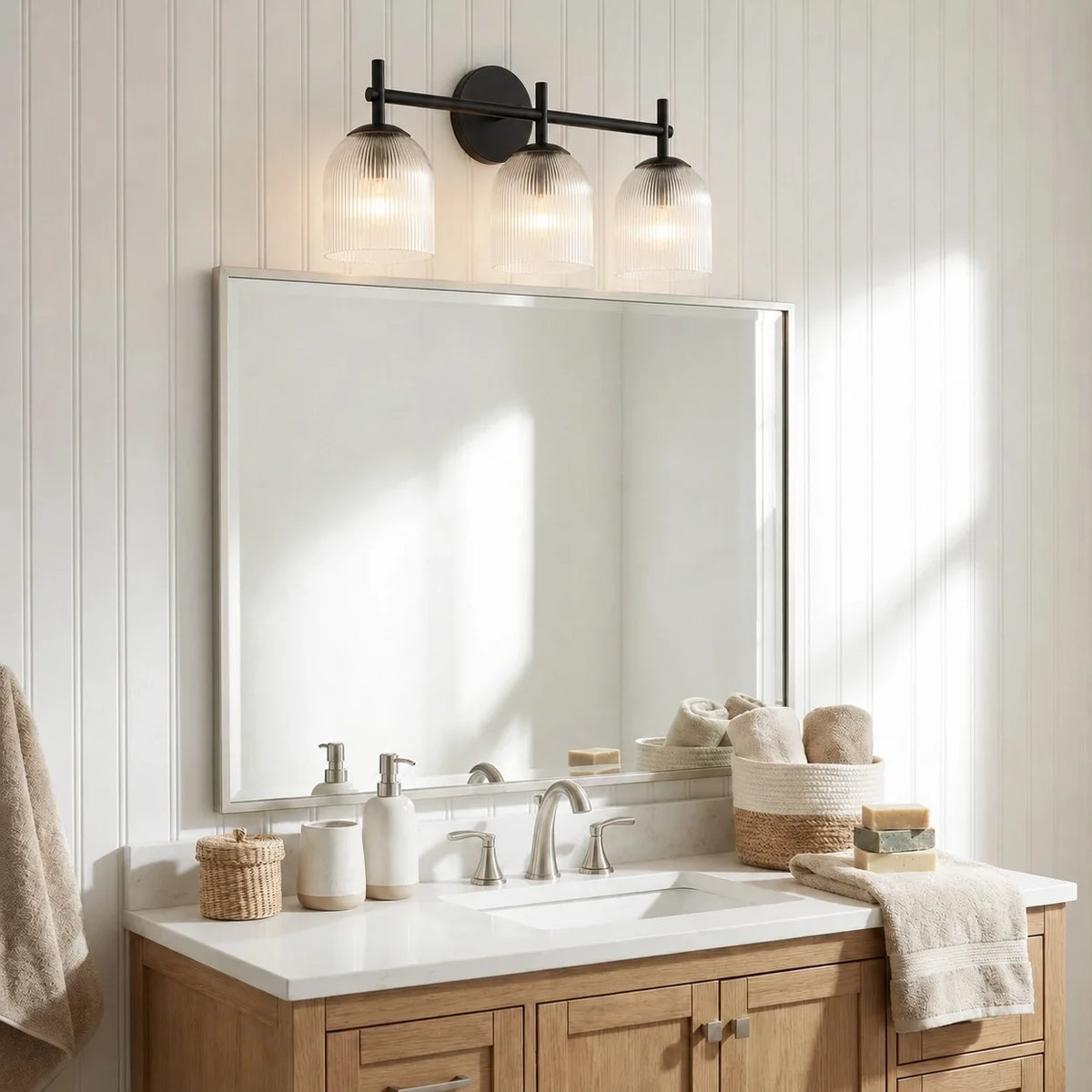 Aplique de pared de cristal Rayela en un baño acogedor – imagen 4