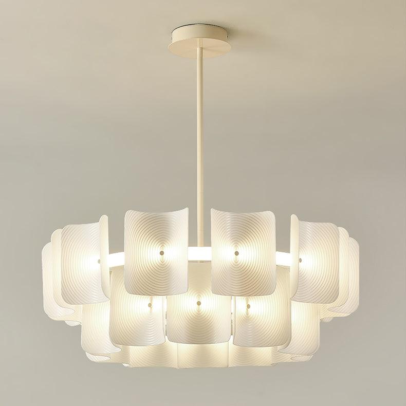 Corvela - Lámpara de Araña LED Moderna Corona de Láminas Acrílicas Blancas