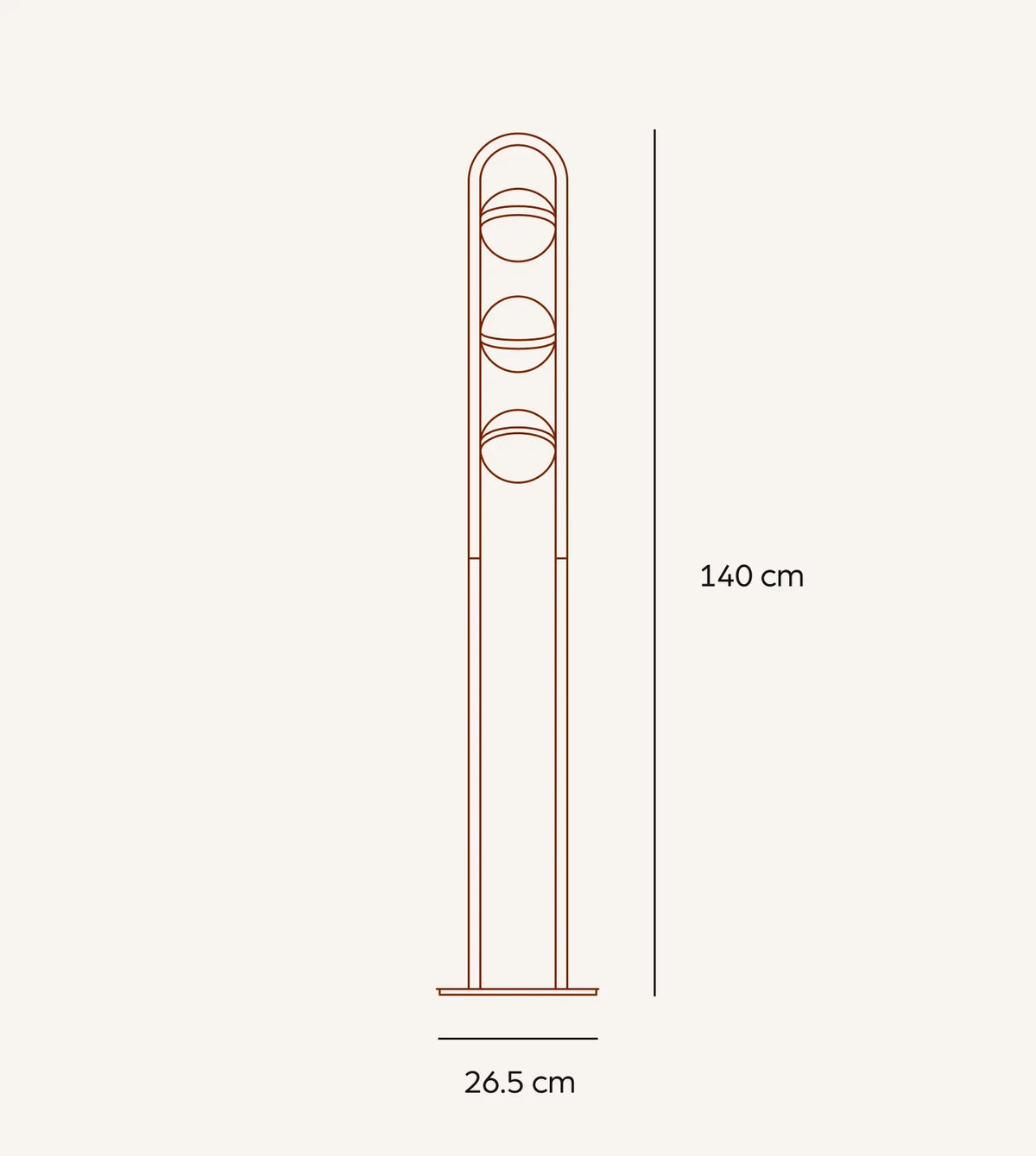 Lámpara de pie LED Romira – medidas 140 cm de alto y base de 26,5 cm
