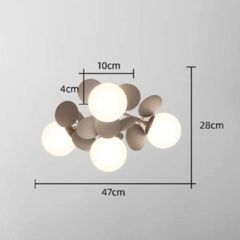 Lámpara de araña de ramas Folvia – de 4 luces y Ø 47 cm en gris