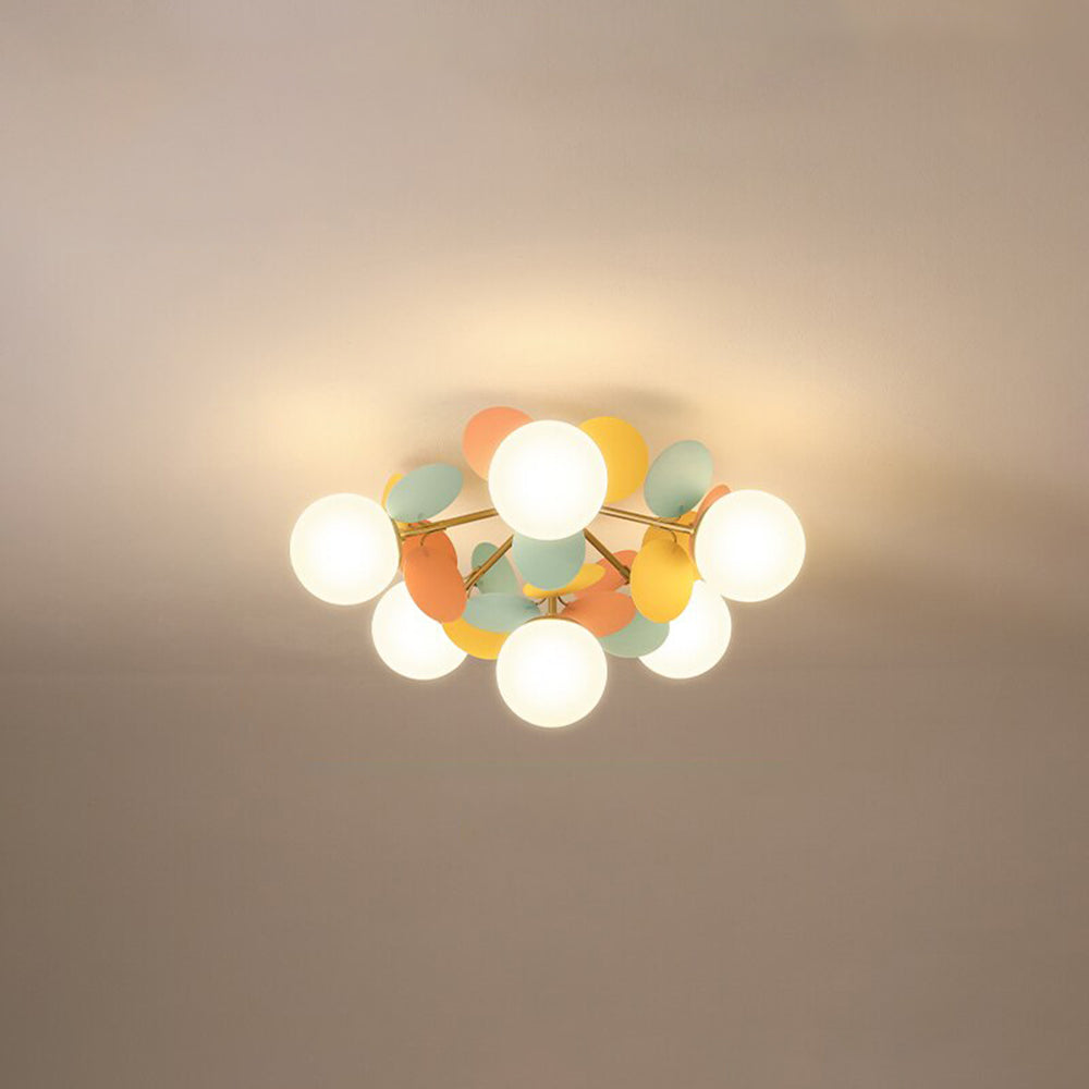 Lámpara de araña de ramas Folvia – de 6 luces y Ø 55 cm en multicolor