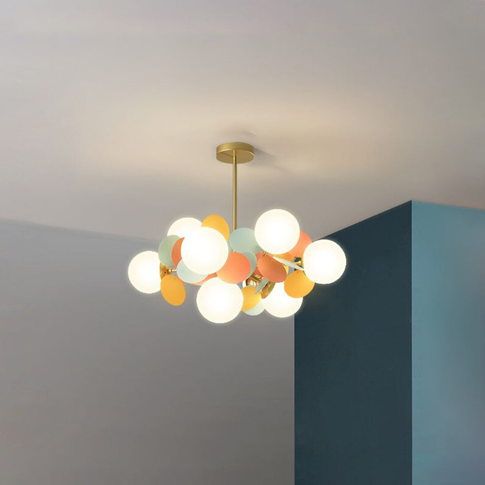 Lámpara de araña de ramas Folvia – de 8 luces y Ø 60 cm en multicolor