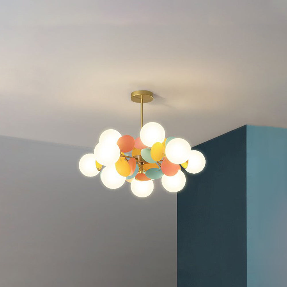 Lámpara de araña de ramas Folvia – de 10 luces y Ø 67 cm en multicolor