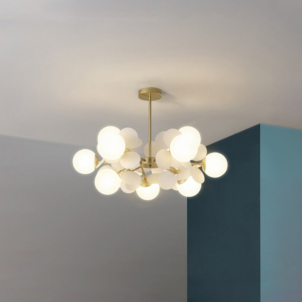 Lámpara de araña de ramas Folvia – de 12 luces y Ø 75 cm en blanco