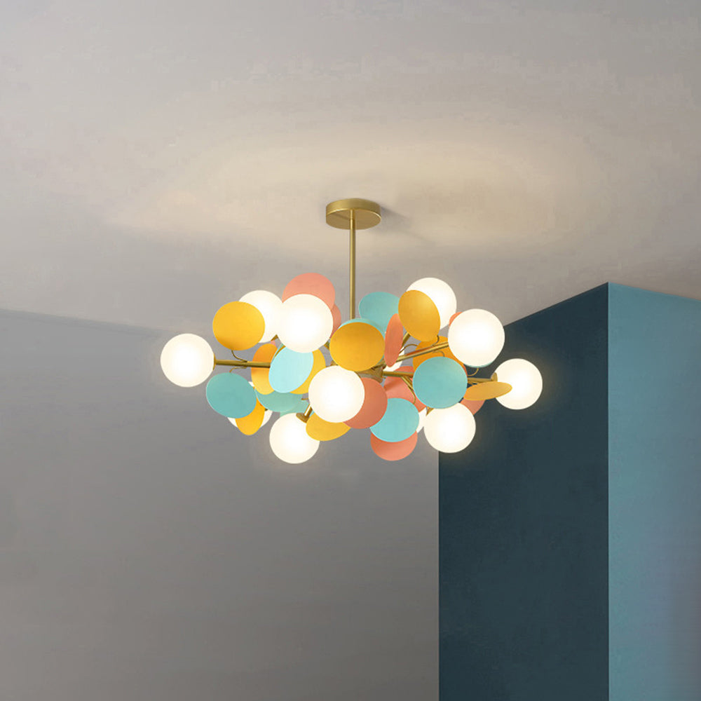 Lámpara de araña de ramas Folvia – de 12 luces y Ø 75 cm en multicolor