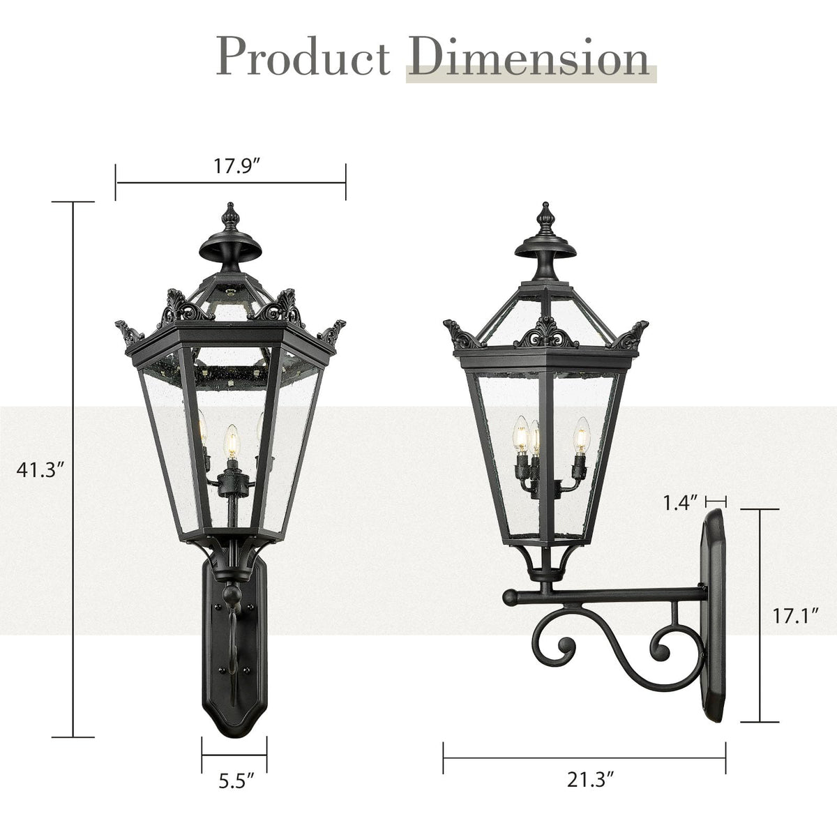 Farol de pared exterior Lucerno – medidas