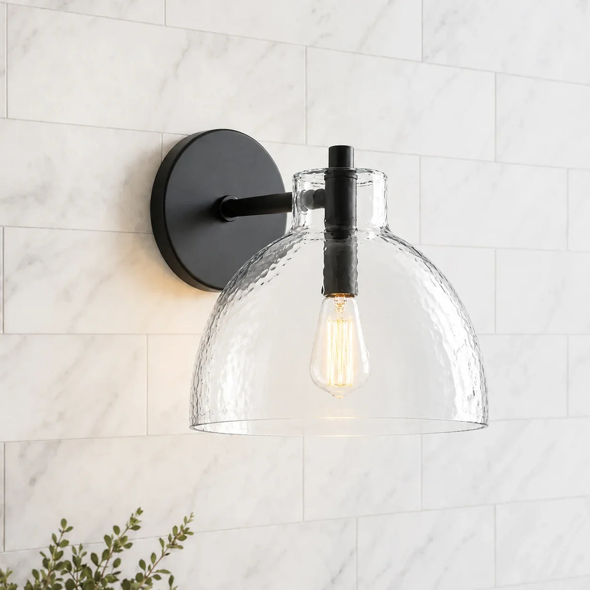 Aplique de pared de cristal soplado Niebla – negro, 1 luz