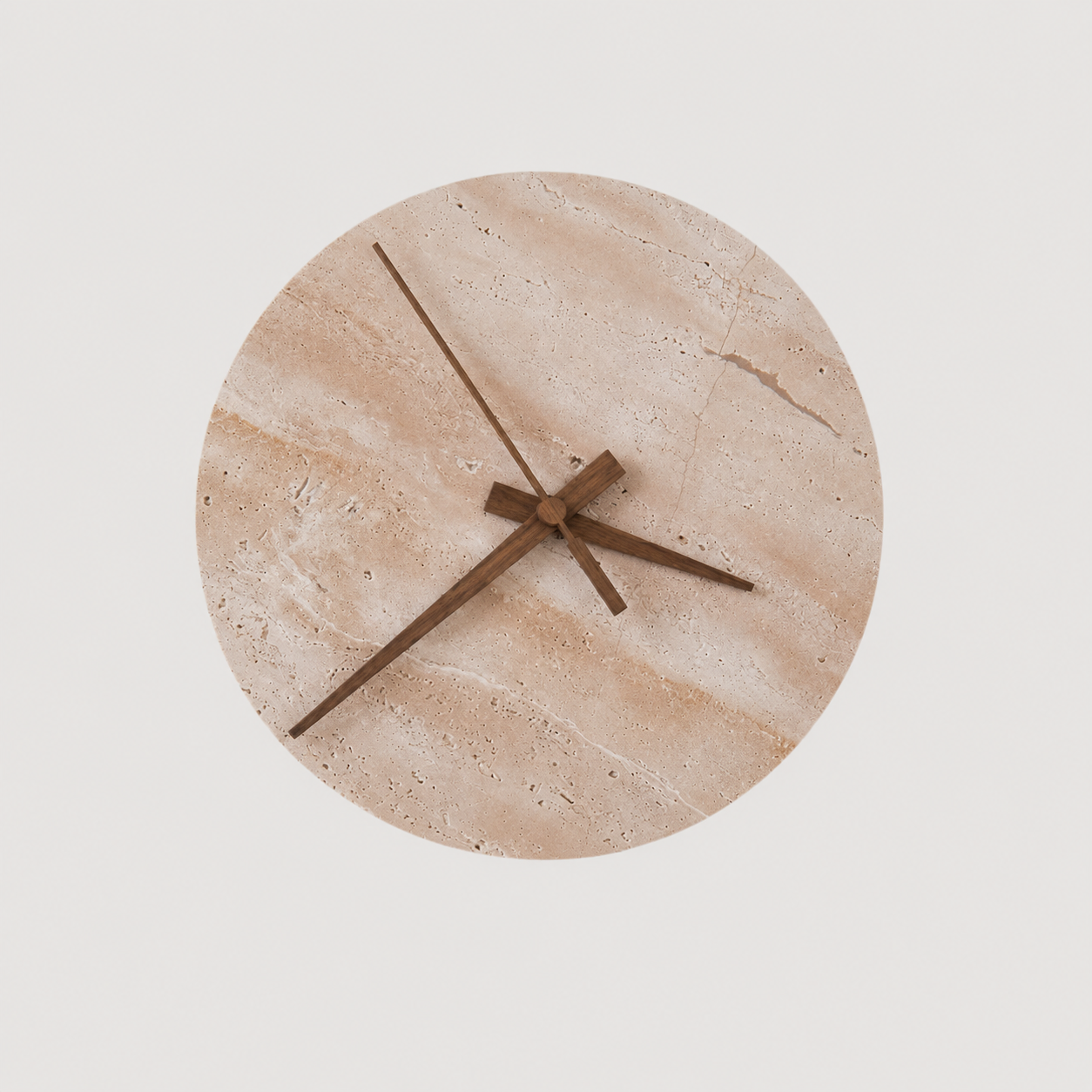 Ylven - Lámpara de Pared con Reloj de Travertino Beige y Luz LED Integrada – Aplique Pared Minimalista para Baño y Espacios Exteriores