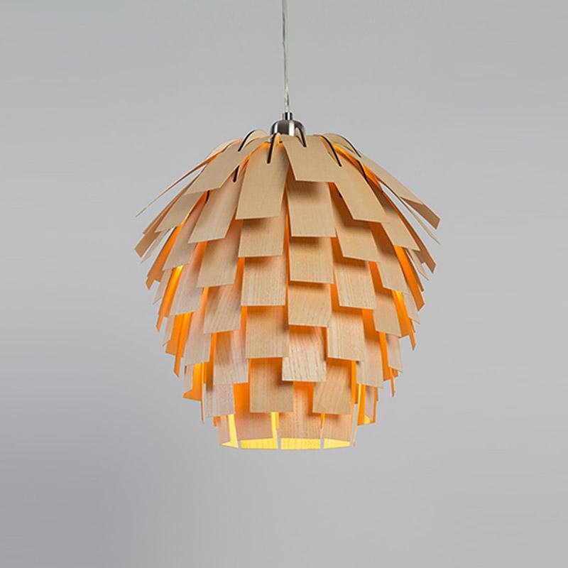 PinoLuz - Lámpara Colgante de Madera Natural y Elegante
