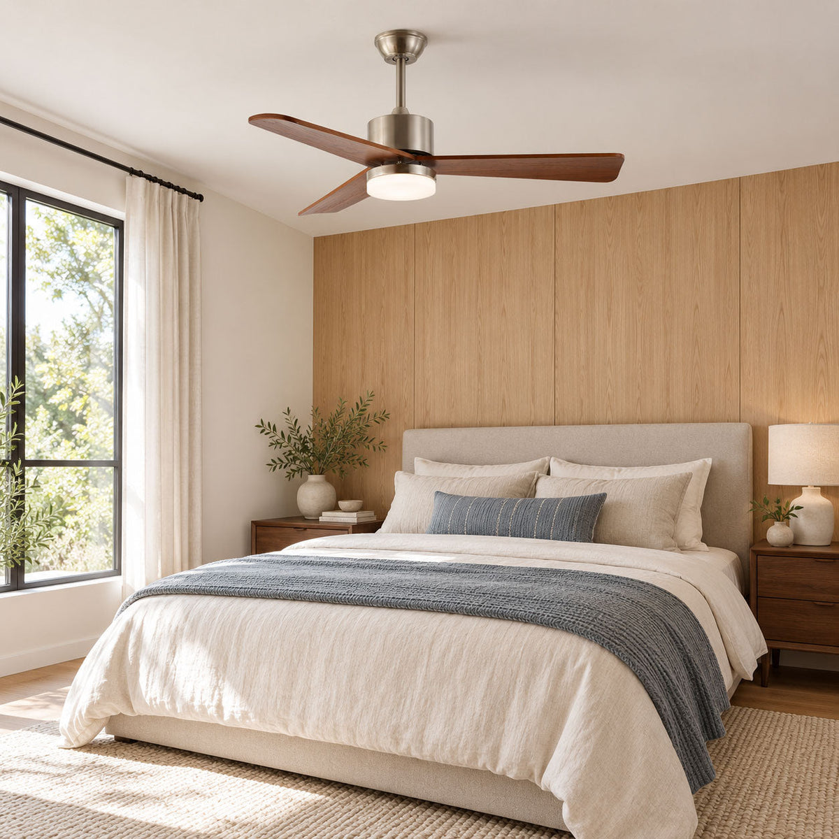 Ventilador de techo con luz Brisel en un salón acogedor – imagen 4