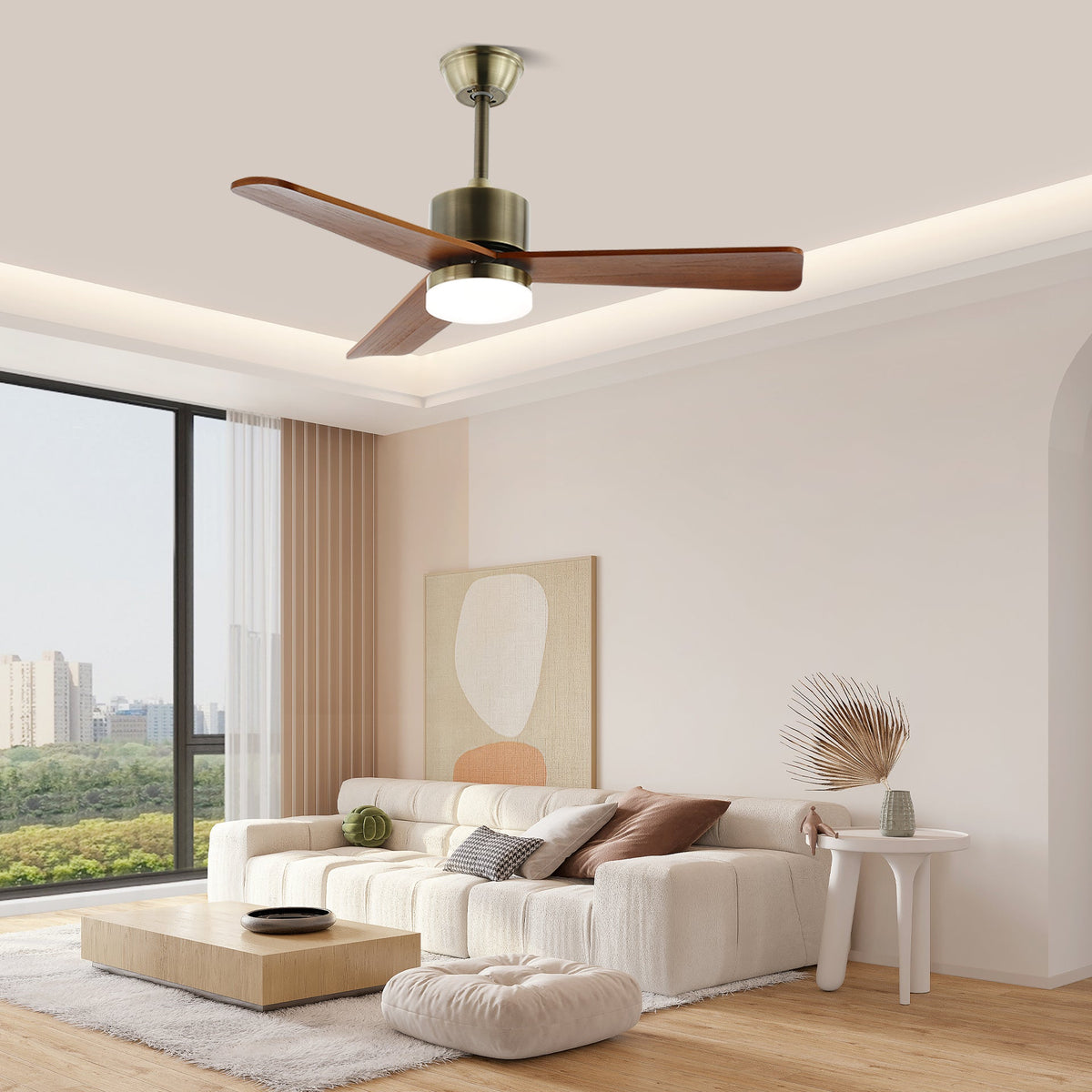 Ventilador de techo con luz Brisel en un salón acogedor – imagen 14