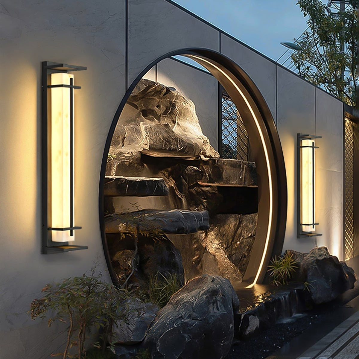 Aplique de pared exterior LED Xalba con efecto alabastro – versión de 100 cm
