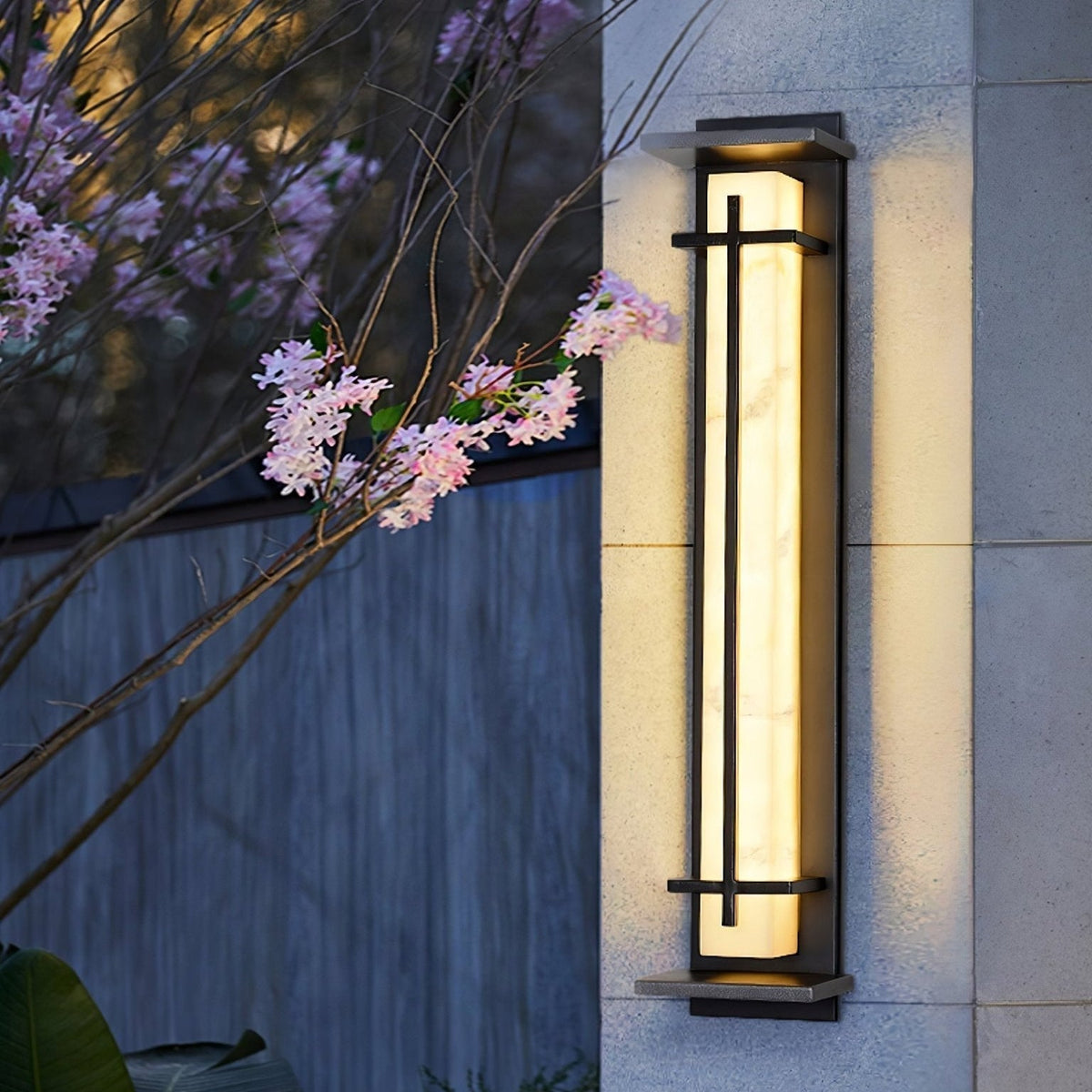 Aplique de pared exterior LED Xalba con efecto alabastro – versión de 70 cm