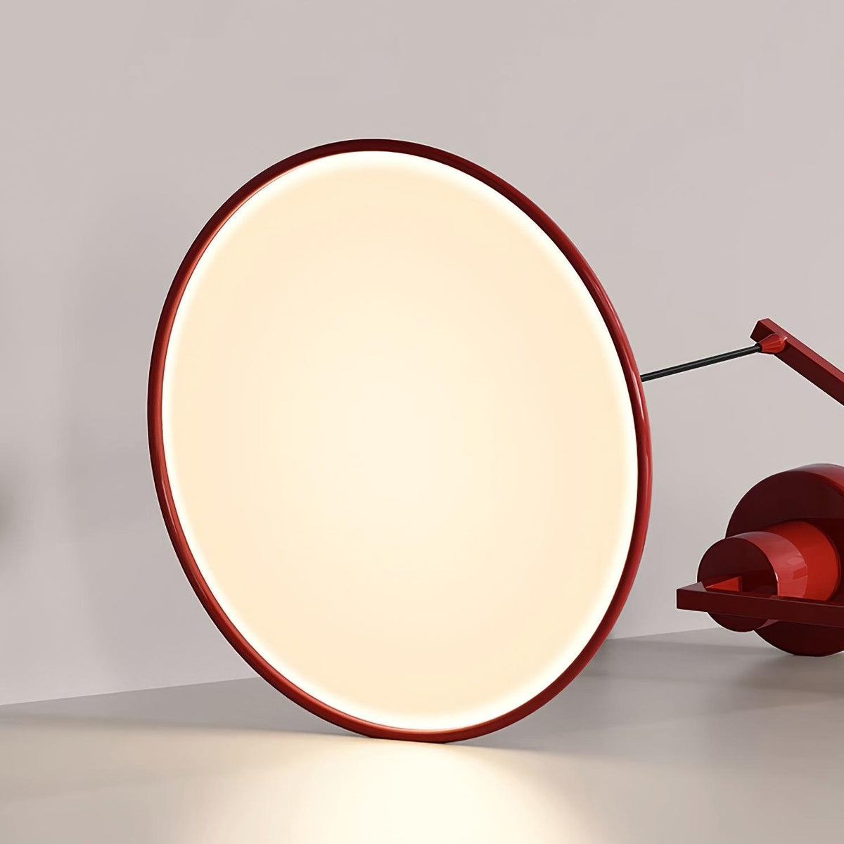 Lámpara colgante LED con brazo giratorio Balancia – disco rojo encendido