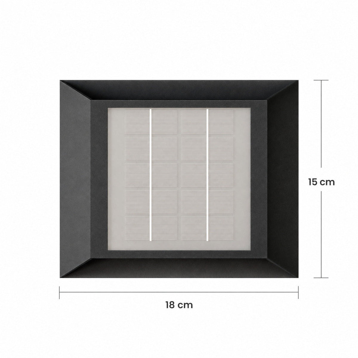 Aplique de pared exterior LED cuadrado Jomarel – medidas de la versión solar con panel frontal