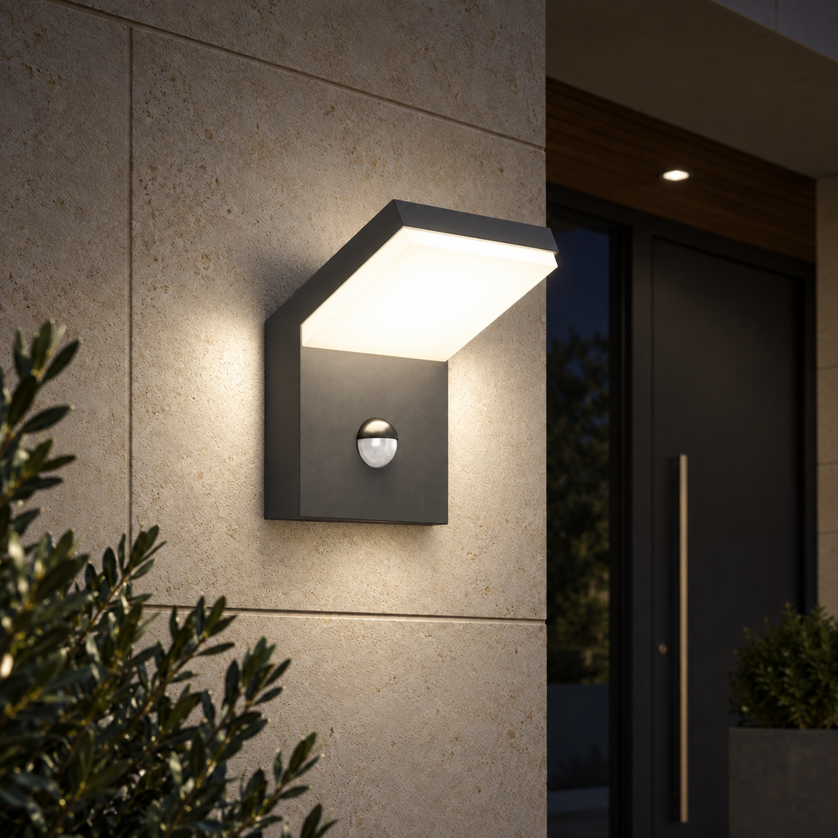 Oguarda - Aplique de Pared Exterior LED con Sensor de Movimiento Antracita