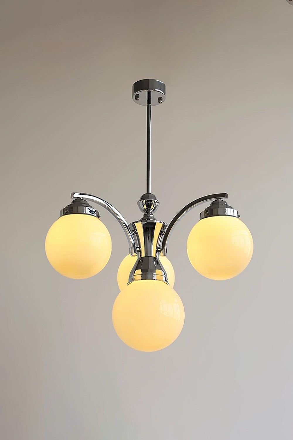 Lámpara de araña art déco Decolia – de 4 luces blanca encendida