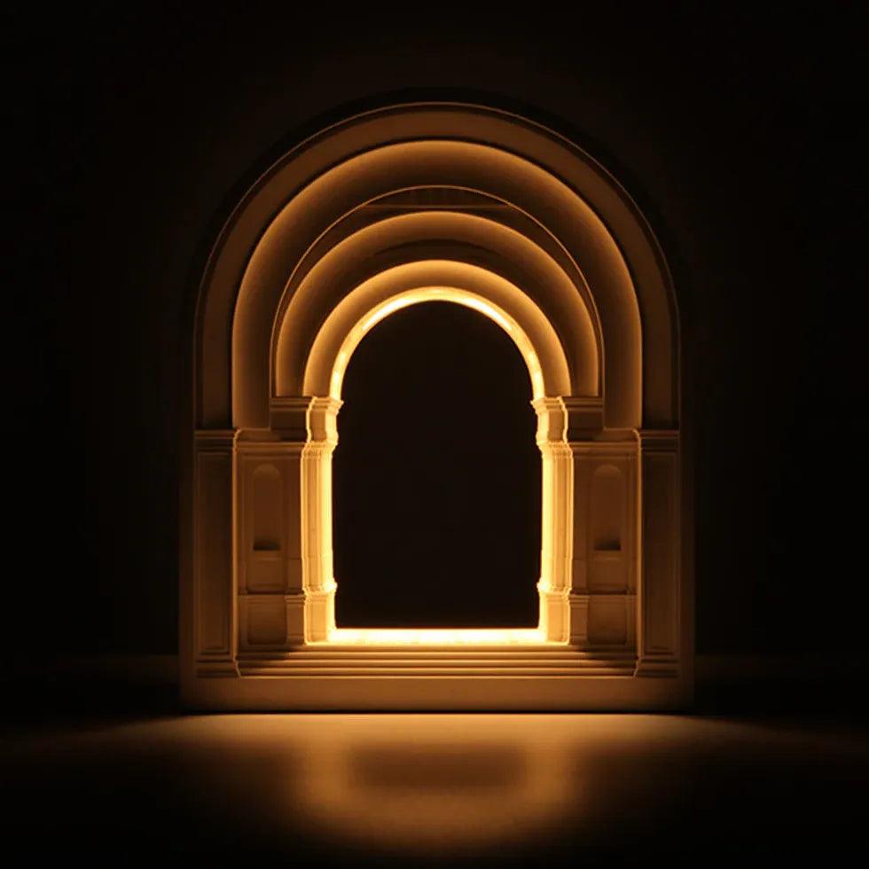 Lámpara de mesa de yeso Lumbral – arco encendido en la oscuridad
