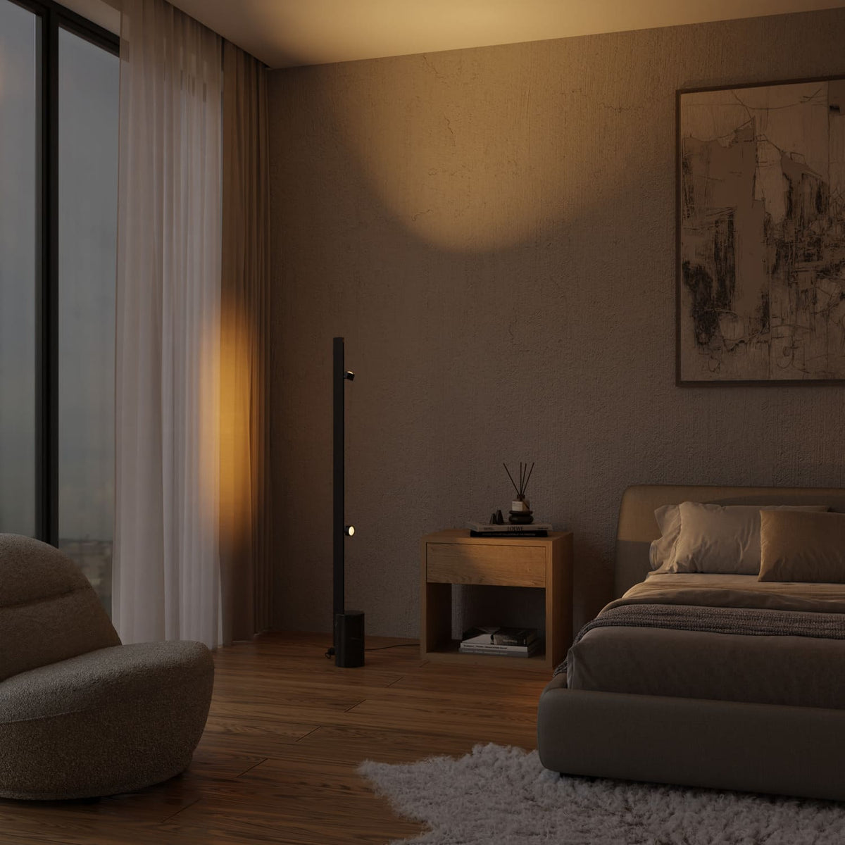 Lámpara de pie LED modular Pemora – con 3 módulos de lente