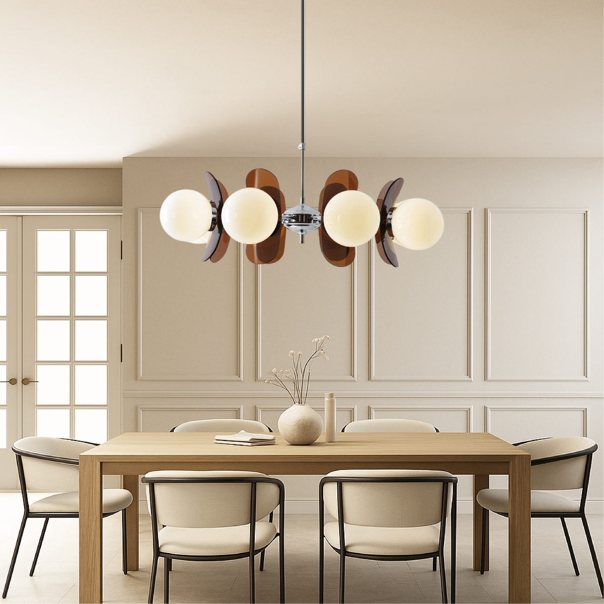 Lámpara araña geométrica Zenita en un comedor moderno – imagen 4