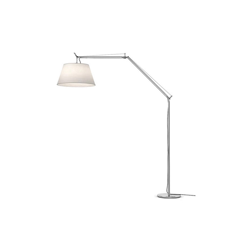 Lámpara de pie con brazo articulado Belmora – con pantalla de tela blanca de 40 cm