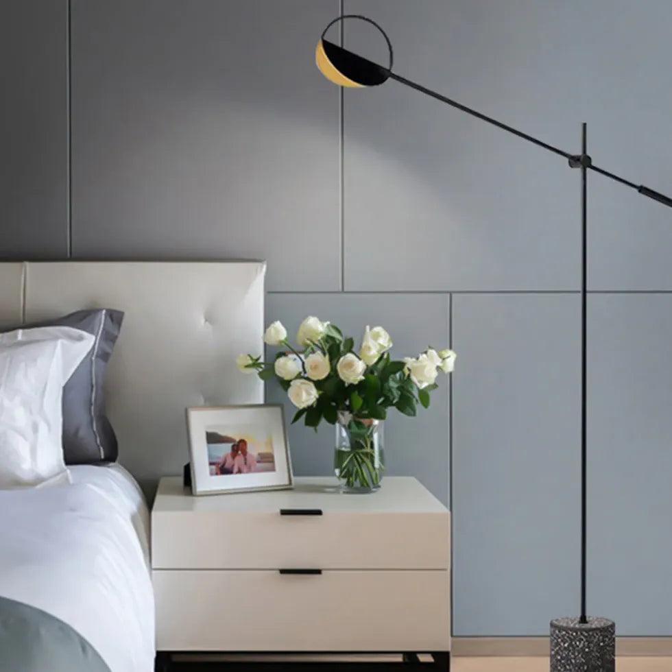 Dorvela - Lámpara de Pie LED con Brazo Basculante y Base de Terrazo