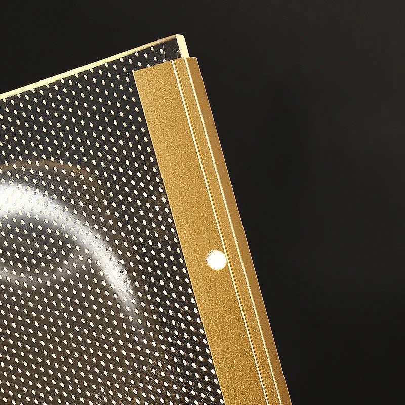 Lámpara de mesa LED de acrílico Velisa – detalle del perfil de aluminio dorado