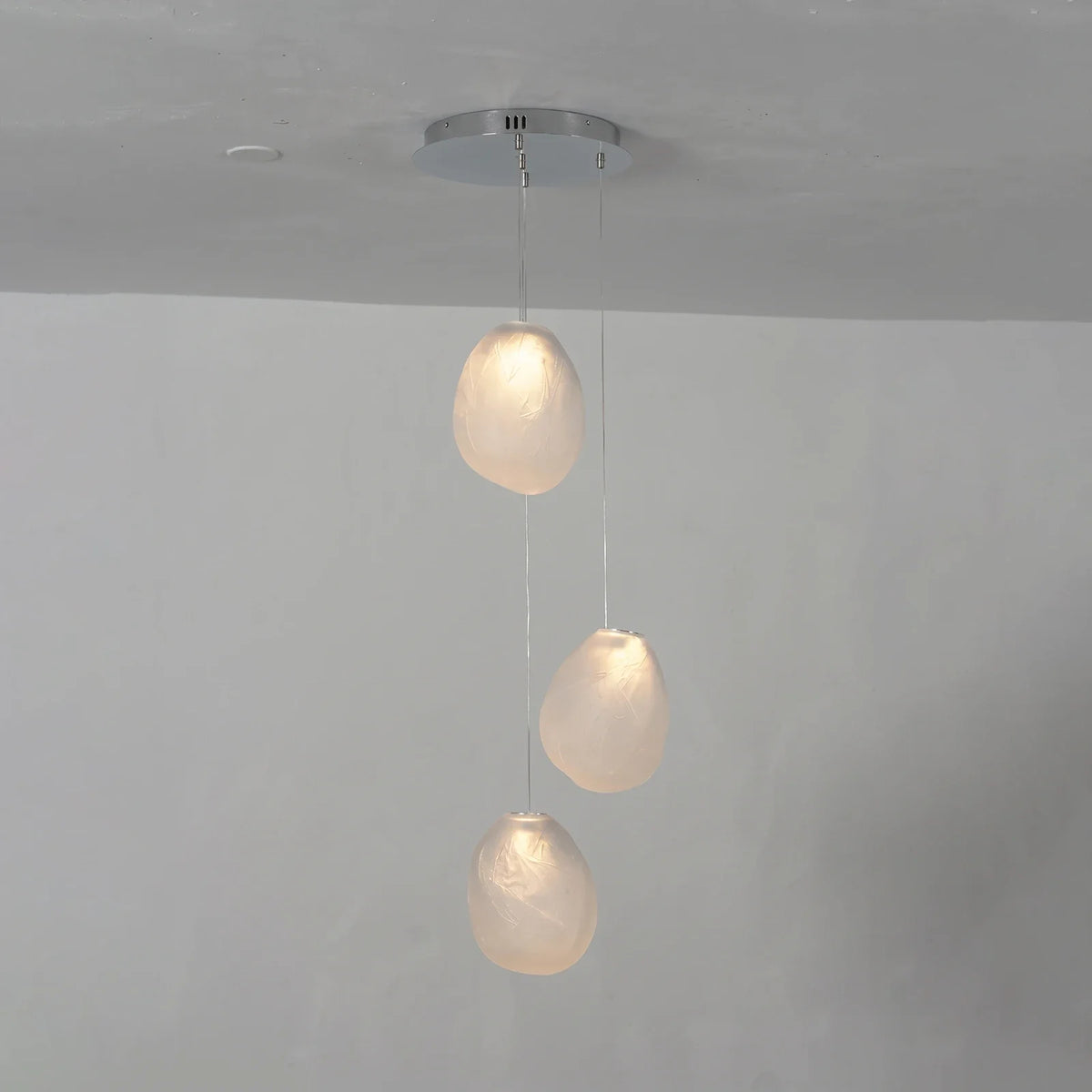 Lámpara de araña de cristal texturizado Guisela – con 3 luces en cristal blanco