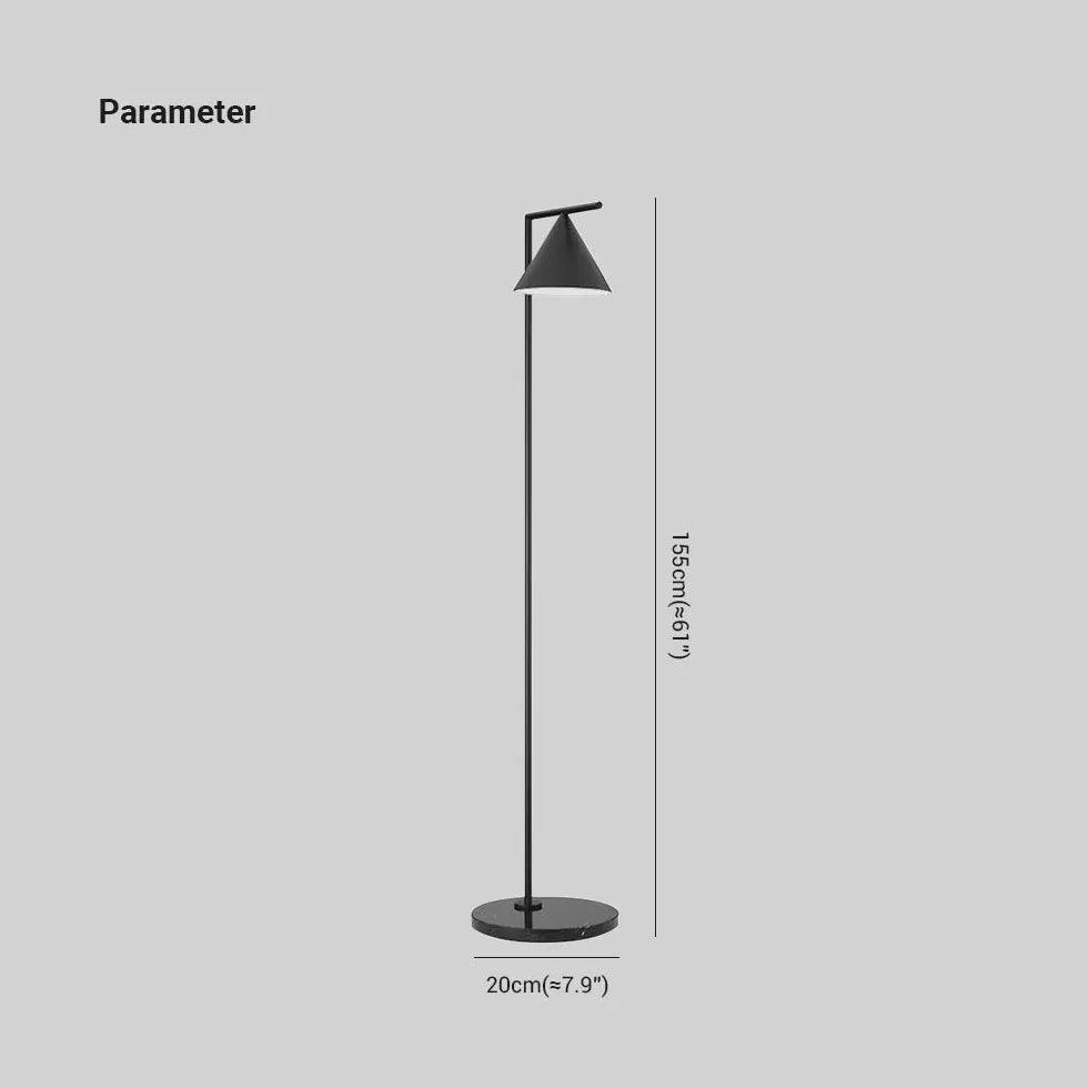 Lámpara de pie con pantalla cónica de metal y base de mármol Faruna – con medidas