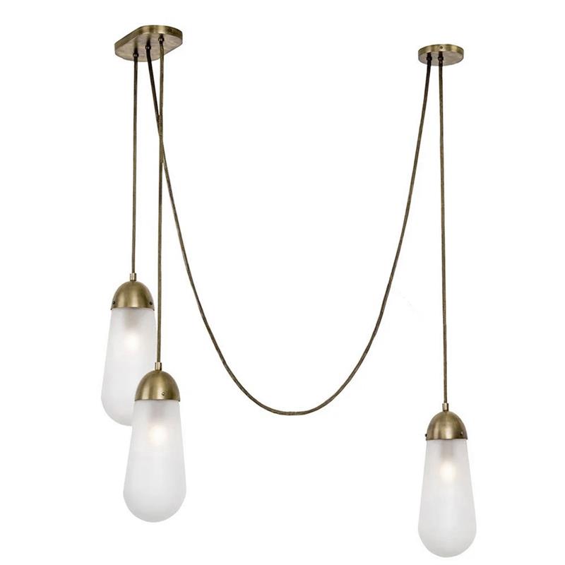 Lámpara de techo en racimo Cordela – 3 luces, bronce envejecido y blanco