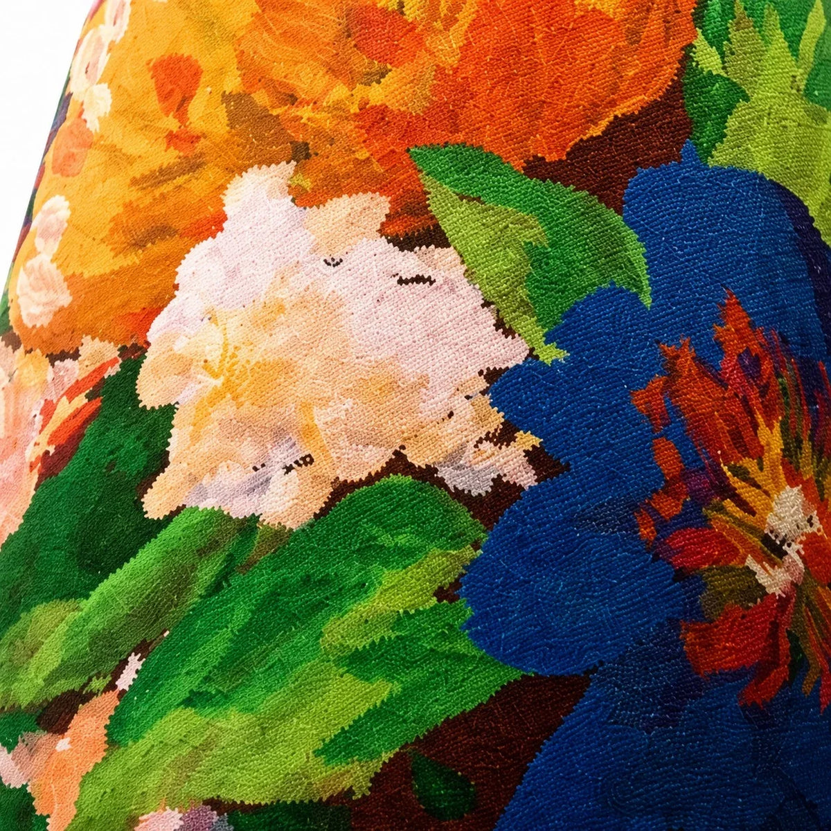 Lámpara de mesa de cerámica Vergela – detalle de la pantalla floral naranja