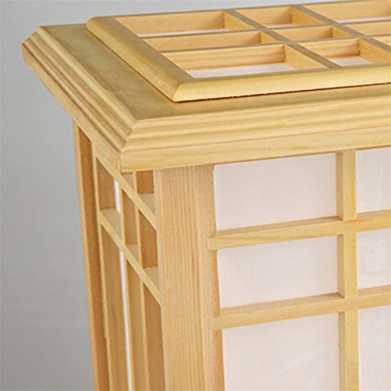 Lámpara de mesa farol japonés Lotami – detalle de la celosía de madera