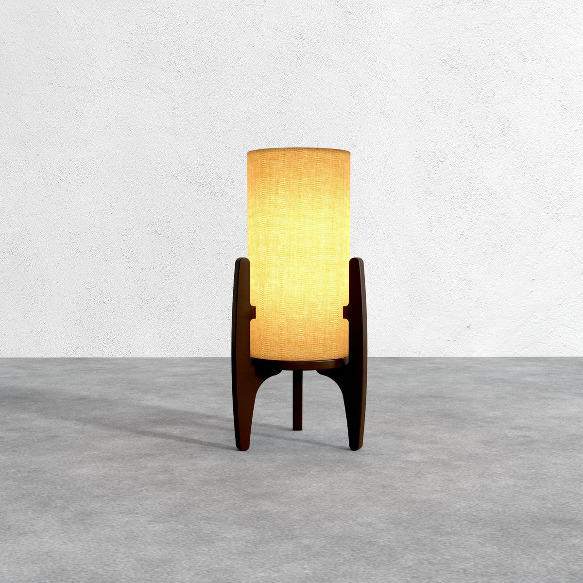 Lámpara de mesa de lino y madera Velasca – en bronce oscuro