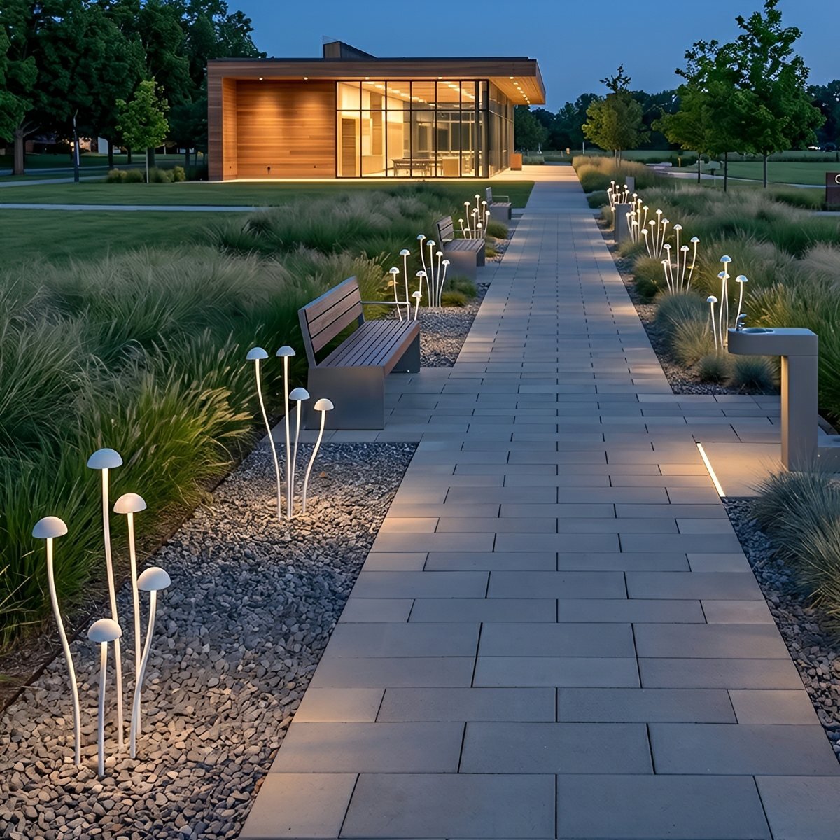 Baliza LED de jardín Lumbrela en un jardín – imagen 13