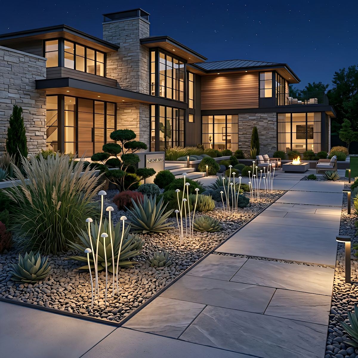 Baliza LED de jardín Lumbrela – junto a un sendero