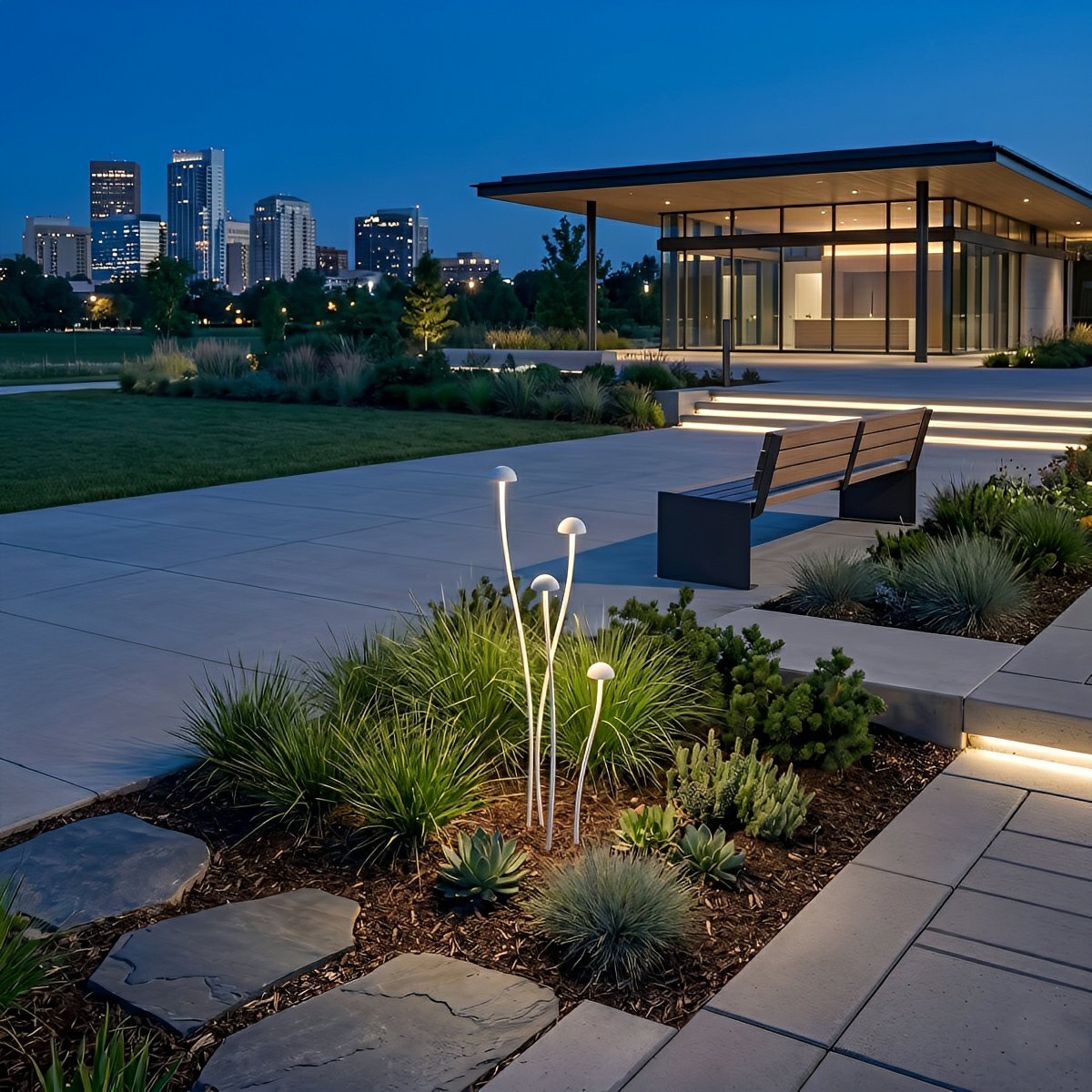 Baliza LED de jardín Lumbrela en un jardín – imagen 10