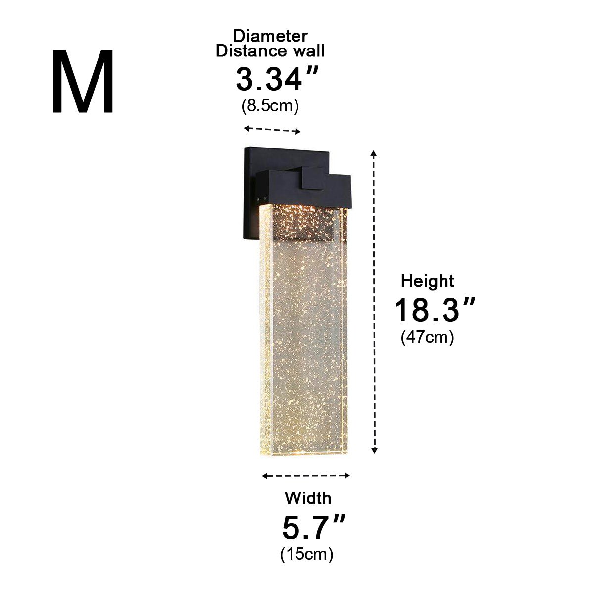 Aplique de pared exterior Mibruma – medidas del tamaño de 47 cm
