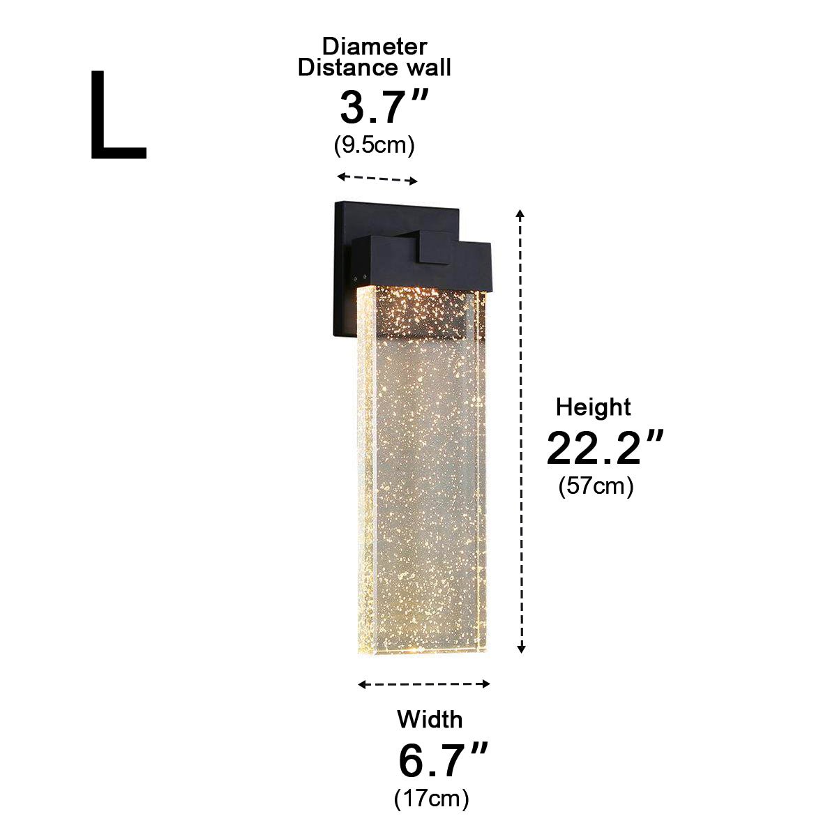 Aplique de pared exterior Mibruma – medidas del tamaño de 57 cm