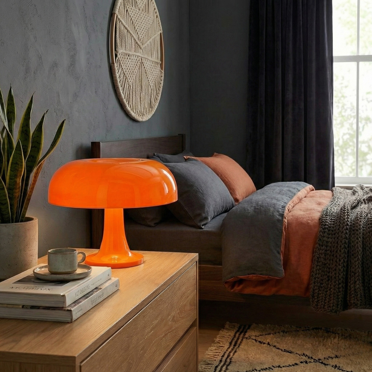 Lámpara de mesa seta retro Karamela en un dormitorio acogedor – imagen 4