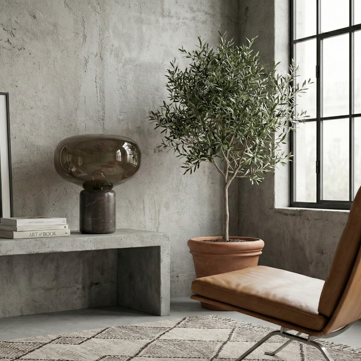 Lámpara de mesa de mármol y cristal Kupola sobre un mueble de salón – imagen 5