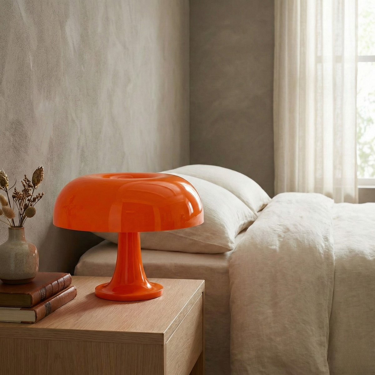 Lámpara de mesa seta retro Karamela en un dormitorio acogedor – imagen 5