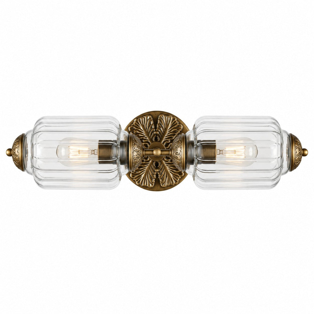 Aplique de pared art déco Odeta – cristal transparente y latón