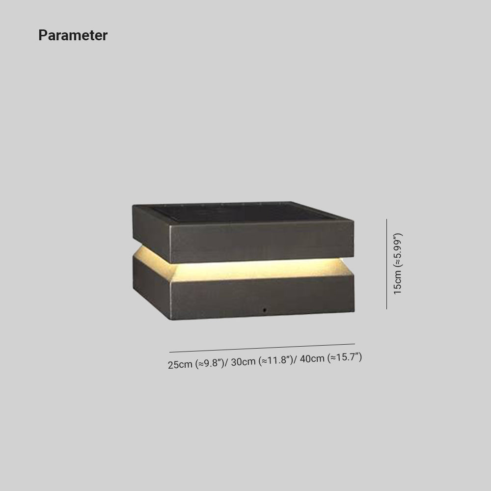 Lámpara de pilar exterior LED Nuvisa – medidas de 25, 30 o 40 cm de lado y 15 cm de alto