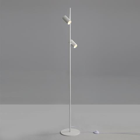 Lámpara de pie Tesaro con dos focos orientables – color blanco